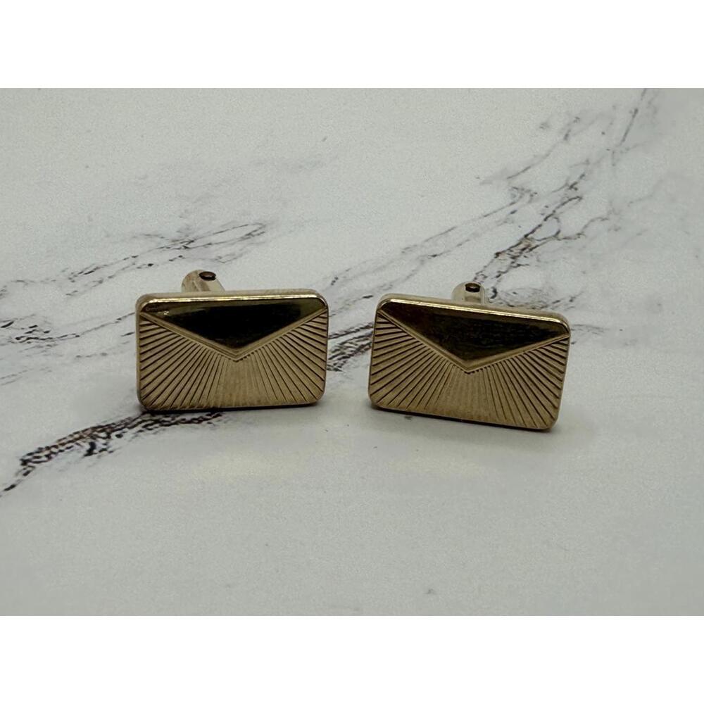 Vintage Golden Radiance Rectangular Cufflinks - image 1